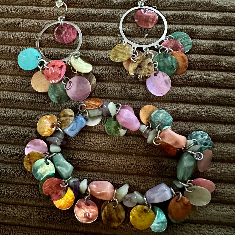 Multicolor Shell Dangle Jewelry Set